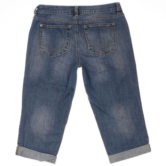 Apt 9 Jeans Womens Size Modern 4 Capri Crop Distressed Cuffed Blue Measure 30x17 - Picture 4 of 8